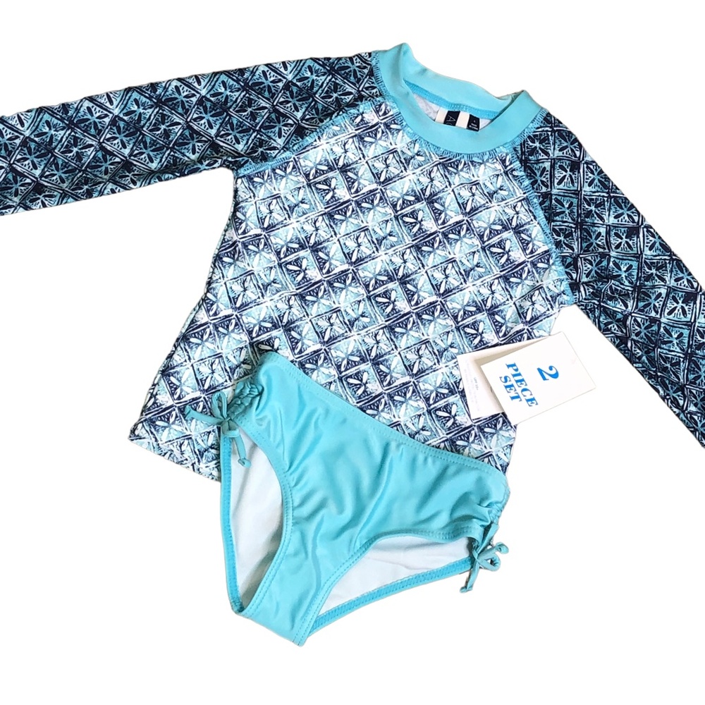 AQUA ET SOL Girl’s 2-Piece Rashguard Swimsuit Set UPF 50+ Size 4